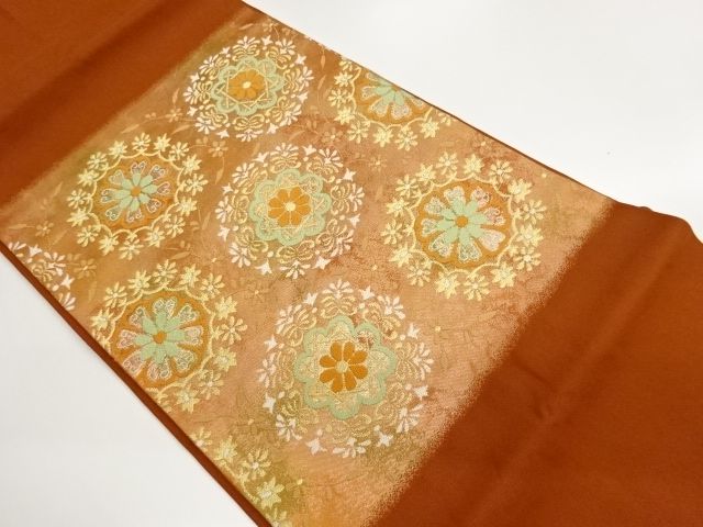 JAPANESE NAGOYA OBI / WOVEN FLOWER CREST